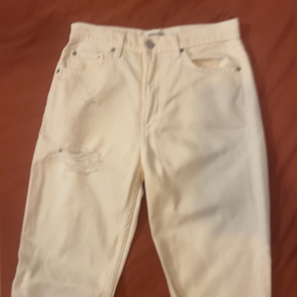Reformation High-Rise White Ivory Julia Destroyed Jeans - Picture 7 of 16